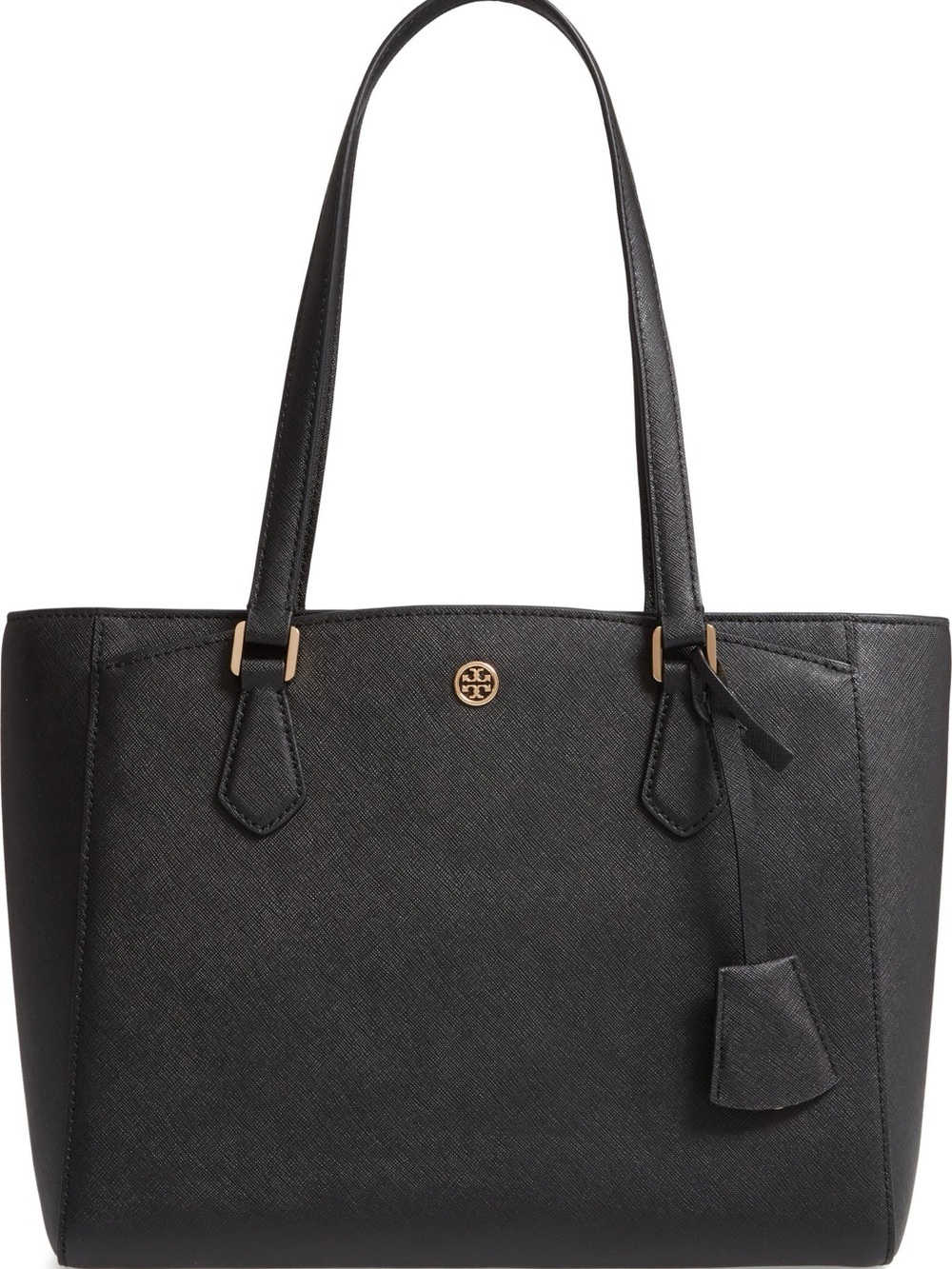 Tory Burch Black Saffiano Tote with Gold Logo